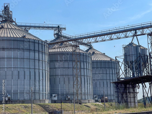 Grain silos in the industrial area where the crop is processed and stored