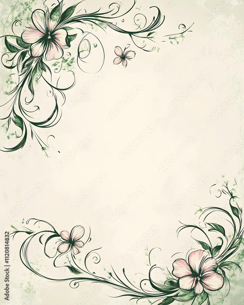 Creative 2D Doodle Floral Illustrations Text Space for Versatile Designs, Greeting Cards, Invitations Creative 2D Doodle Floral Illustrations Text Space for Versatile Designs, Greeting Cards, Invitations