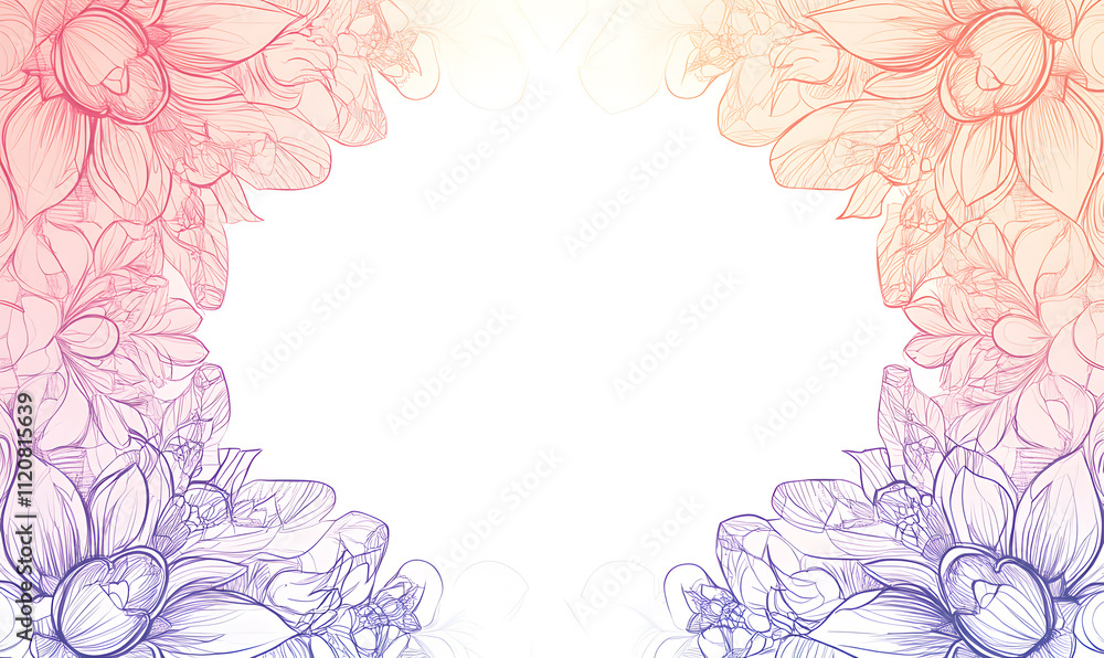 Creative 2D Doodle Floral Illustrations Text Space for Versatile Designs, Greeting Cards, Invitations