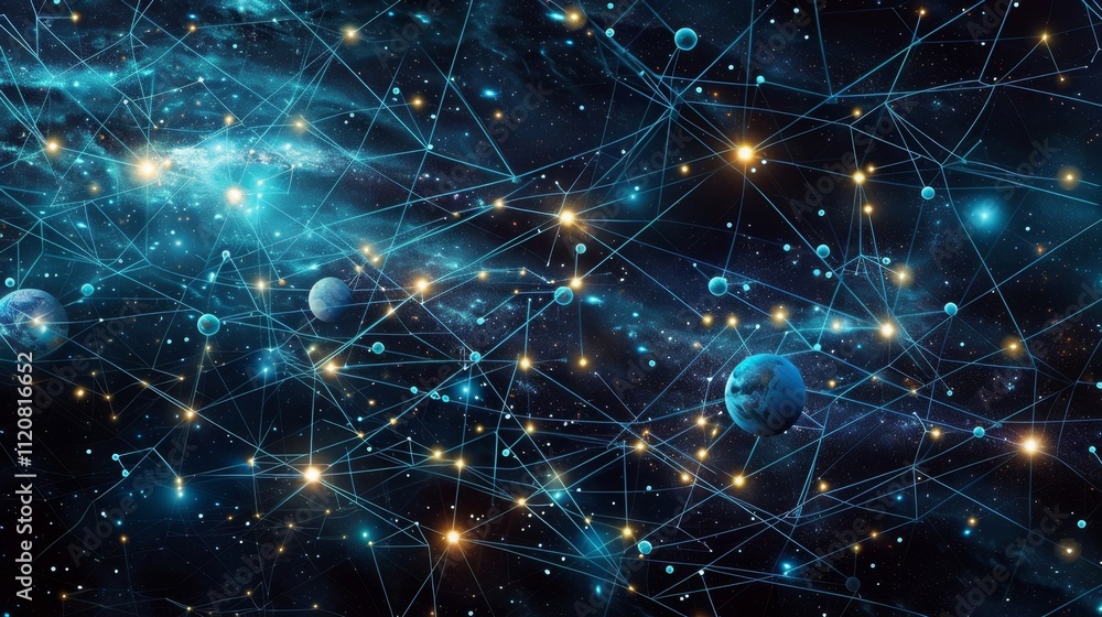 Obraz premium Though each planet in this galaxy has its own unique identity they are all interconnected and work together to form a truly decentralized network.