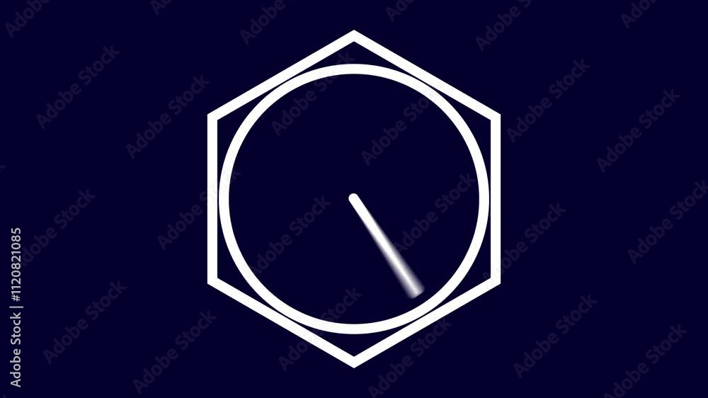 Abstract clock icon animation on background.