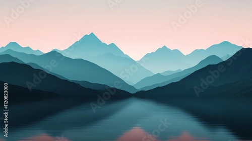 Serene mountain landscape with calm water reflection