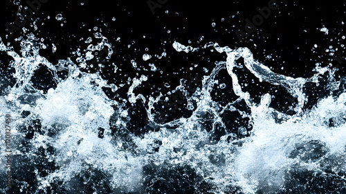 Wallpaper Mural water forms against a deep black background, blending abstract splashes, ripples, mist, and dynamic droplets. Torontodigital.ca