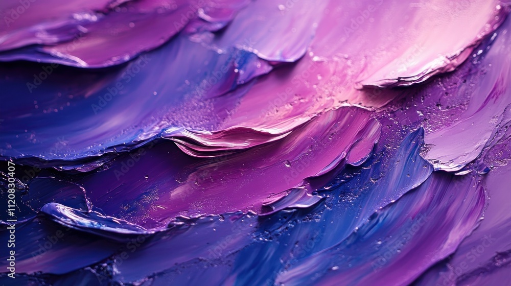 Obraz premium Abstract Close-up of Fluid Art in Purple and Blue with Dreamy Textures and Bubbles