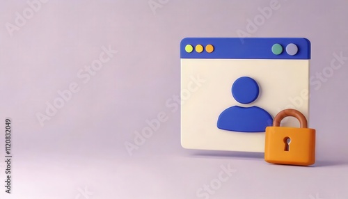 Digital identity representation with security lock icon.