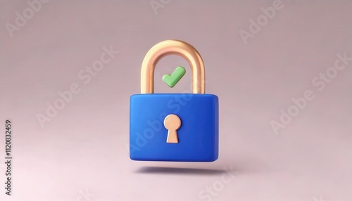 3D padlock with a checkmark symbolizing security and protection.