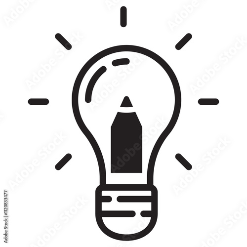Vector of bulb and pencil with black color suitable for creativity icon 