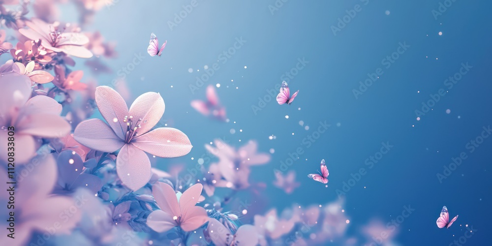 A gradient blue background with spring flowers and small butterflies along the edges, symbolizing a fresh start. A gradient blue background with spring flowers and small butterflies along the edges, symbolizing a fresh start.
