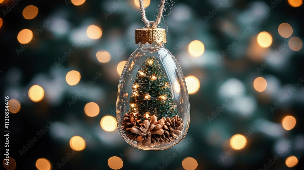 Enchanting Miniature Christmas Tree Ornament with Warm Lights Enchanting Miniature Christmas Tree Ornament with Warm Lights