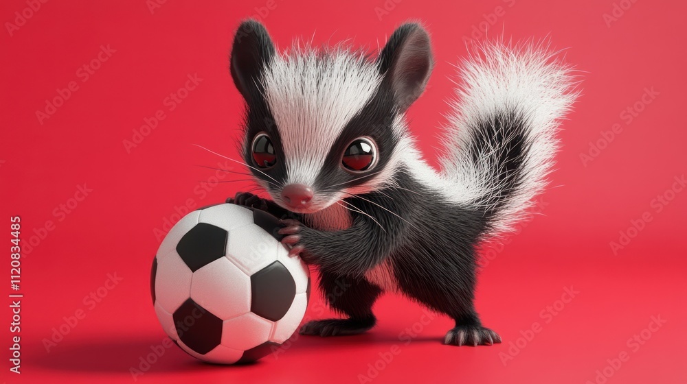 Cute cartoon skunk playing soccer. Cute cartoon skunk playing soccer.