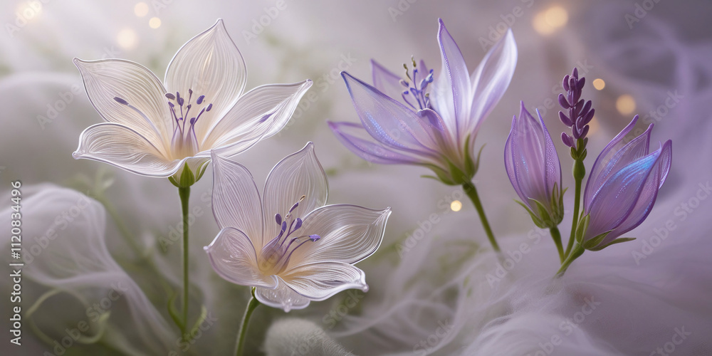 Lavender flower in foggy background, created by Generative AI Lavender flower in foggy background, created by Generative AI