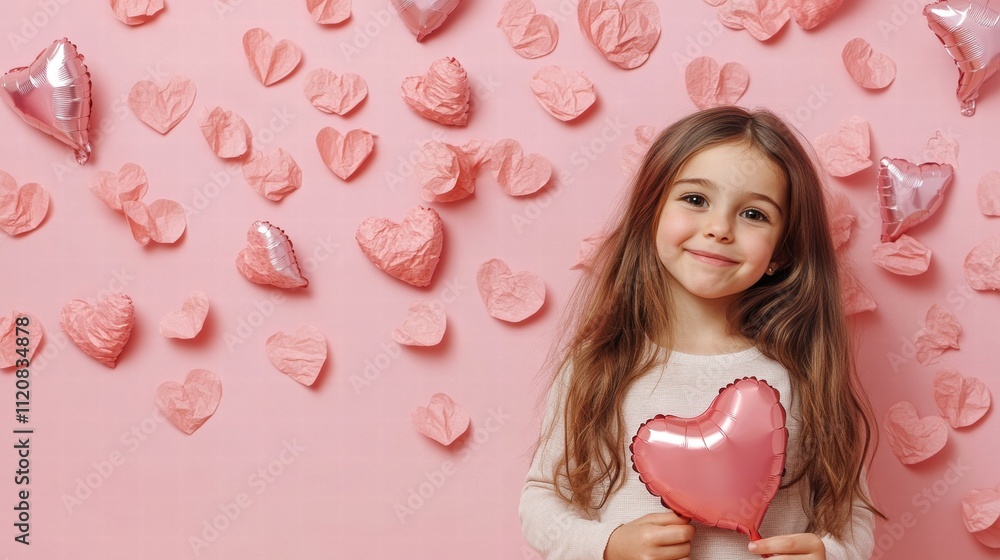 Joyful girl with heart-shaped balloon in a bright park environment Joyful girl with heart-shaped balloon in a bright park environment
