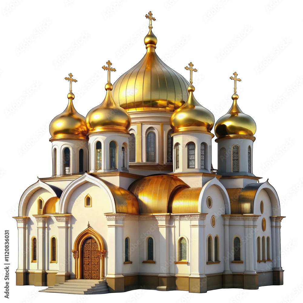 large-church-with-a-gold-dome-and-a-crus on transparent background large-church-with-a-gold-dome-and-a-crus on transparent background