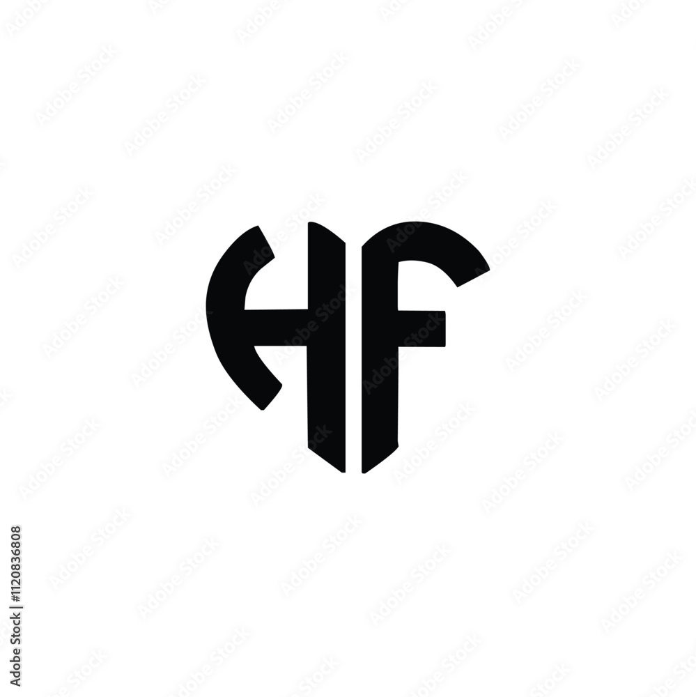 Obraz premium HF monogram logo design letter text name symbol monochrome logotype alphabet character simple logo