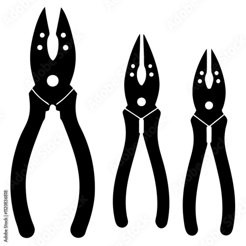 Plier vector set silhouette art illustration