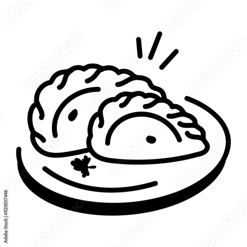Empanada icon in hand drawn style 

