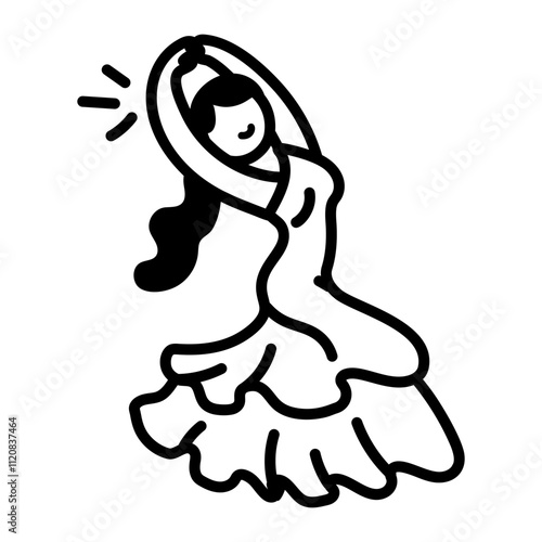 A hand drawn icon of dancing lady 
