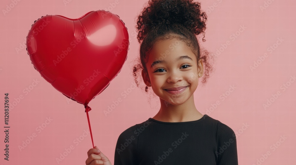 Joyful young girl with heart-shaped balloon in a colorful park close-up Joyful young girl with heart-shaped balloon in a colorful park close-up