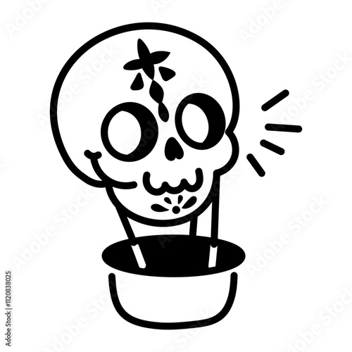 Skull art icon in hand drawn style 

