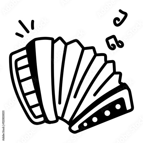 A hand drawn icon of an accordion 

