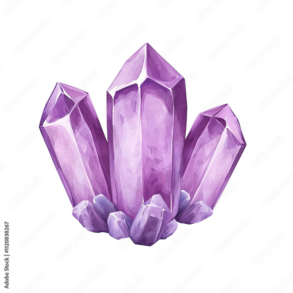 Beautiful purple quartz crystal cluster isolated on white background showcasing intricate natural formations and textures Beautiful purple quartz crystal cluster isolated on white background showcasing intricate natural formations and textures