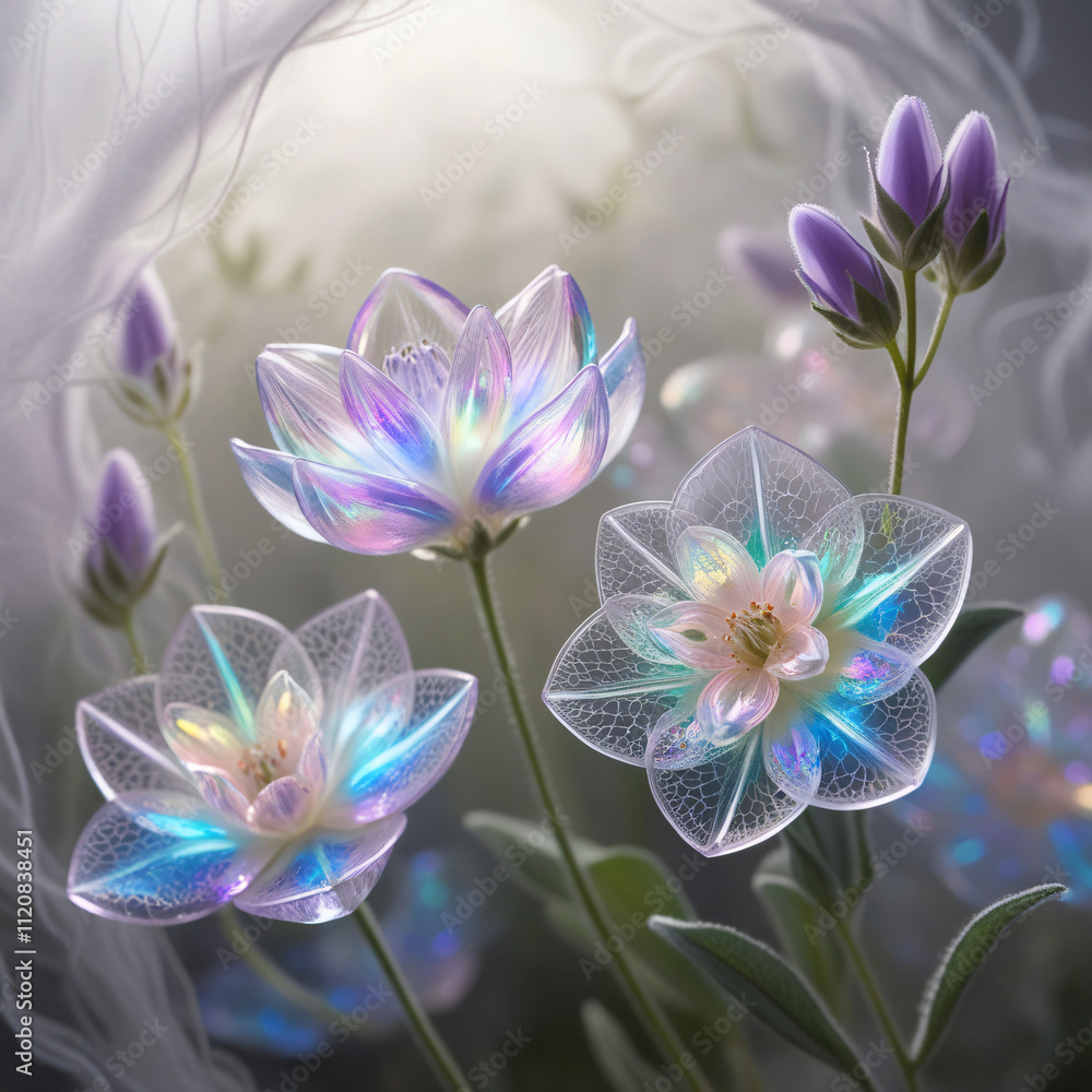 Lavender flower in foggy background, created by Generative AI Lavender flower in foggy background, created by Generative AI