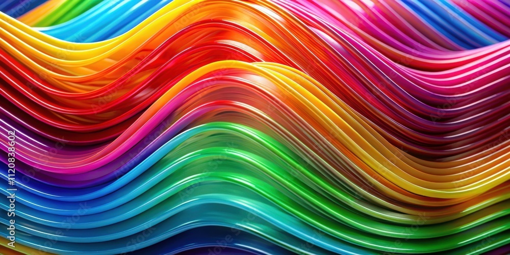 Obraz premium Vibrant wavy structure made of layered plastic with bright colors , abstract, sculpture, design, futuristic, modern, vibrant