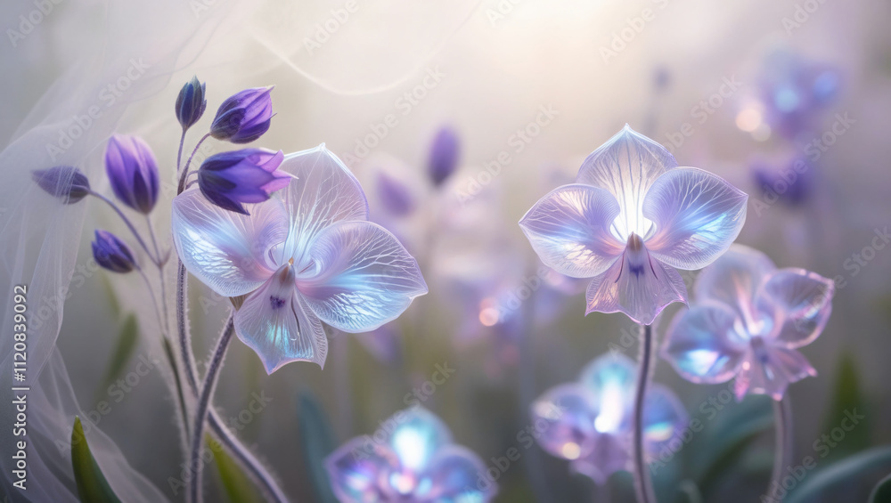 Lavender flower in foggy background, created by Generative AI Lavender flower in foggy background, created by Generative AI