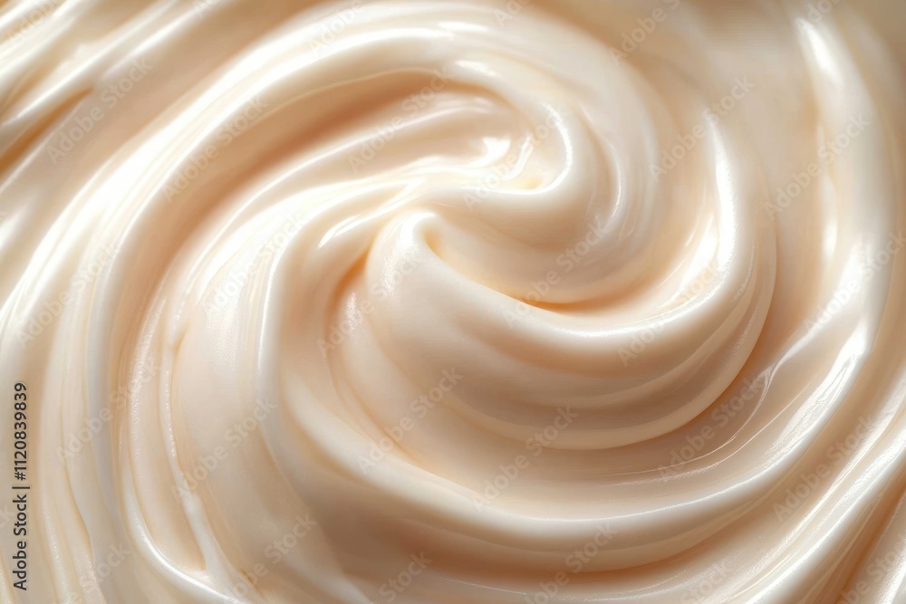 Close-up Creamy Texture Swirls Smooth Glossy Reflections Skincare Foundation Background Close-up Creamy Texture Swirls Smooth Glossy Reflections Skincare Foundation Background
