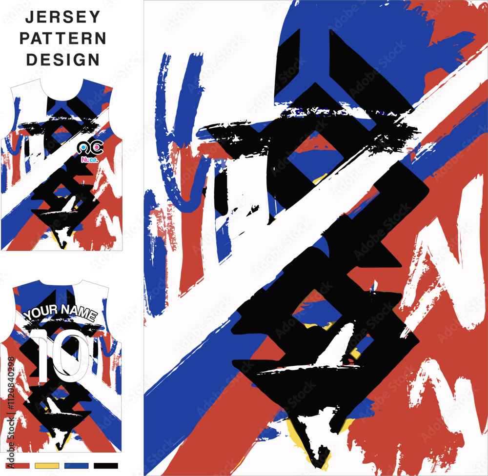 Obraz premium Abstract concept vector jersey pattern template for printing or sublimation sports uniforms football, volleyball, basketball, e-sports, cycling and fishing. Pattern jersey printing.