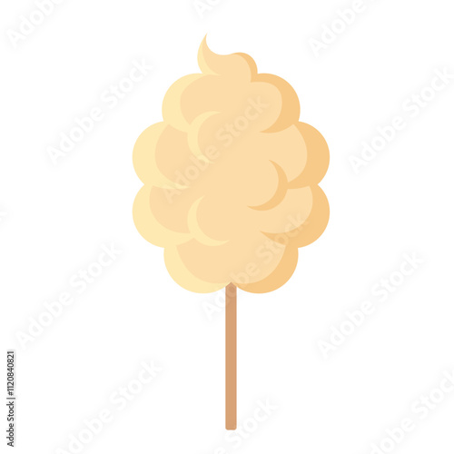 cotton candy yellow fairy floss flat vector illustration clipart
