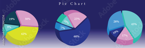 Pie chart set. Circle section graph. 1,2,3,4,5,6 segment infographic. Pie chart divided 1,2,3,4,5,6,7,8,9,10,11,12 equal parts. Ring percentage diagram collection. Vector illustration