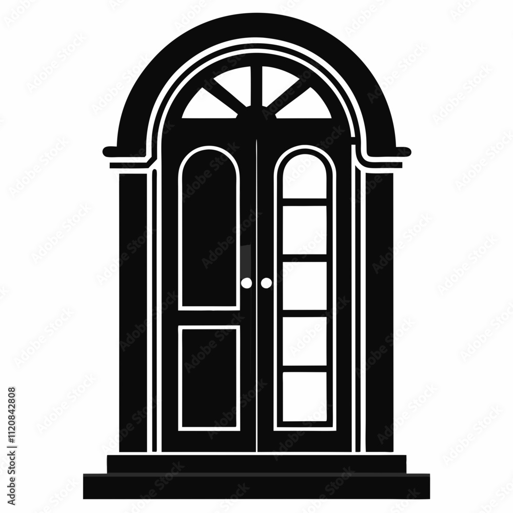 Door silhouette with white background Door silhouette with white background