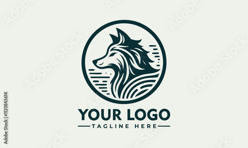 vector logo drawing of a wolfs head in a circle; great for logos, tattoo designs, or naturethemed illustrations in various design projects. photo