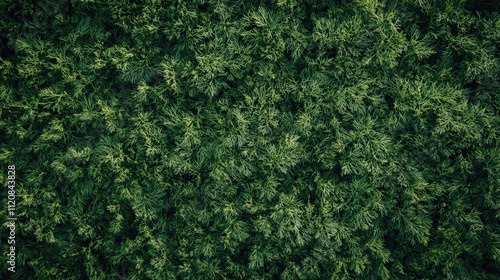 Dense fresh green dill leaves creating a rich textured background in a top view perspective ideal for culinary and gardening themes.