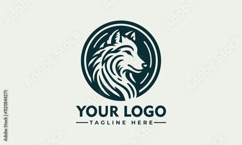 vector logo drawing of a wolfs head in a circle; great for logos, tattoo designs, or naturethemed illustrations in various design projects. photo