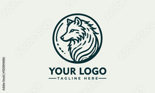 vector logo drawing of a wolfs head in a circle; great for logos, tattoo designs, or naturethemed illustrations in various design projects. photo