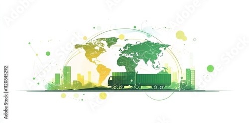 Green logistic or Sustainable transport. Sustainable global transport. images