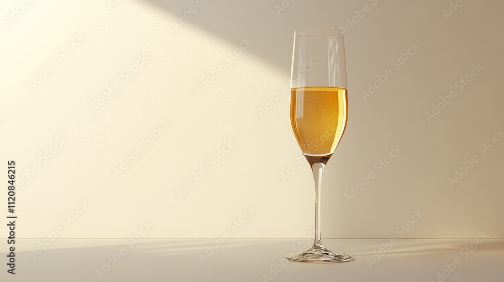 Elegant champagne flute with golden bubbly drink on minimalist background for celebrations luxury events or fine dining promotions Elegant champagne flute with golden bubbly drink on minimalist background for celebrations luxury events or fine dining promotions