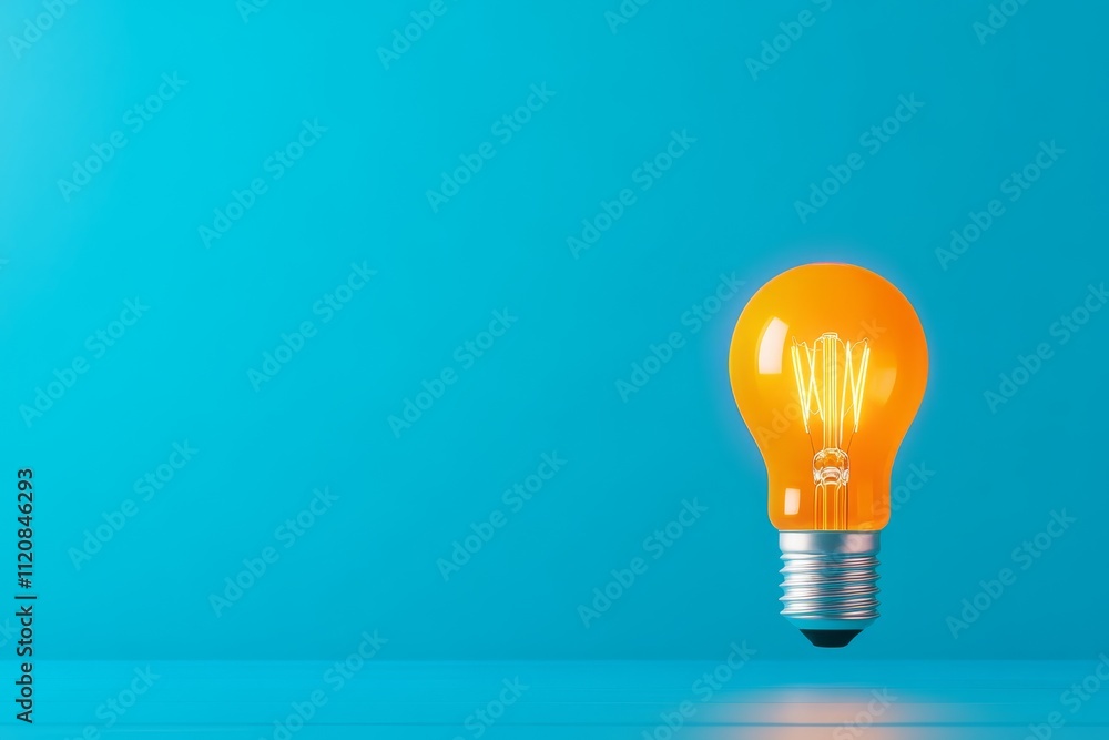 A glowing orange light bulb floats against a bright blue background, symbolizing creativity and innovation. A glowing orange light bulb floats against a bright blue background, symbolizing creativity and innovation.