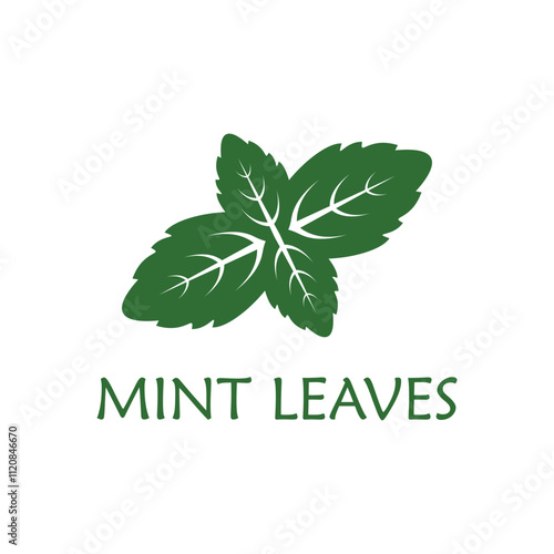 green mint leaf design icon logo