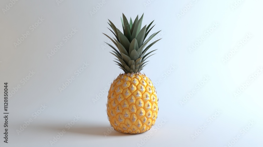 Fresh and vibrant pineapple isolated on a clean white background showcasing its textured skin and leafy crown for culinary and design use. Fresh and vibrant pineapple isolated on a clean white background showcasing its textured skin and leafy crown for culinary and design use.