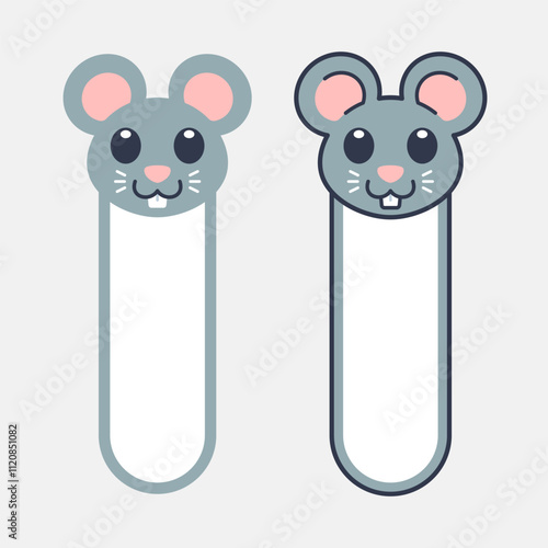 Vector Mouse Bookmark Flat Design Illustration
