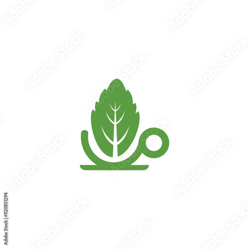 abstract flat mint drink logo design