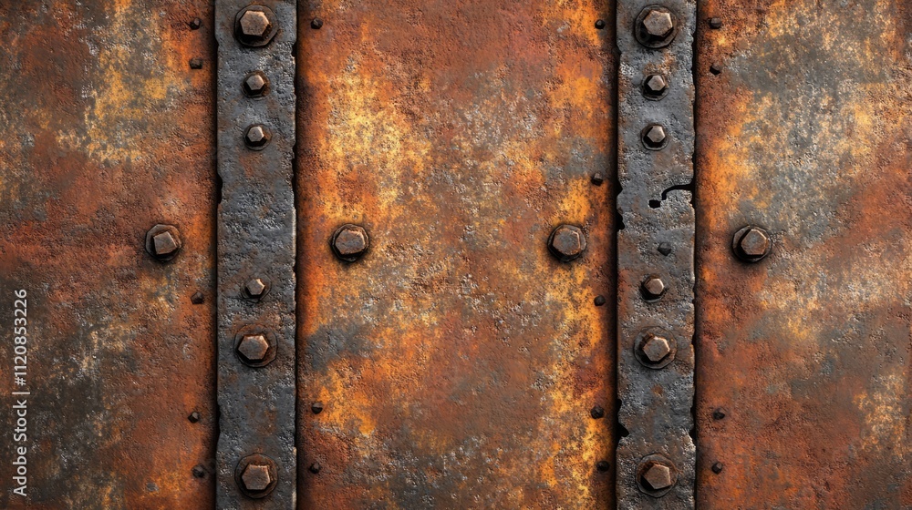 Rusty metal surface with screws and bolts ideal for industrial design backgrounds and textured overlays Rusty metal surface with screws and bolts ideal for industrial design backgrounds and textured overlays