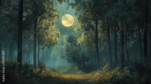 Enchanted Moonlight Forest Path