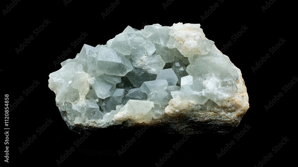Macro photograph of Hemimorphite mineral crystal cluster with blue hues on a black background showcasing natural geological beauty Macro photograph of Hemimorphite mineral crystal cluster with blue hues on a black background showcasing natural geological beauty