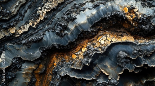 Abstract patterns of mineral layers showcasing coal tantalum nickel cobalt and lithium mineralization in natural rock formations