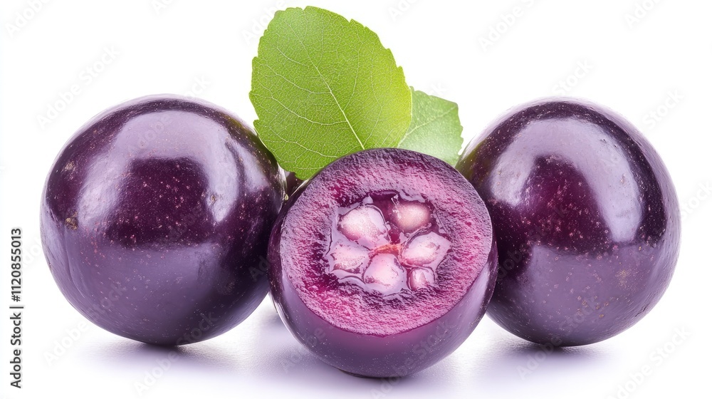 Fresh and nutritious violet grapes with leaves showcasing vibrant color and juicy interior ideal for healthy eating and food presentations Fresh and nutritious violet grapes with leaves showcasing vibrant color and juicy interior ideal for healthy eating and food presentations