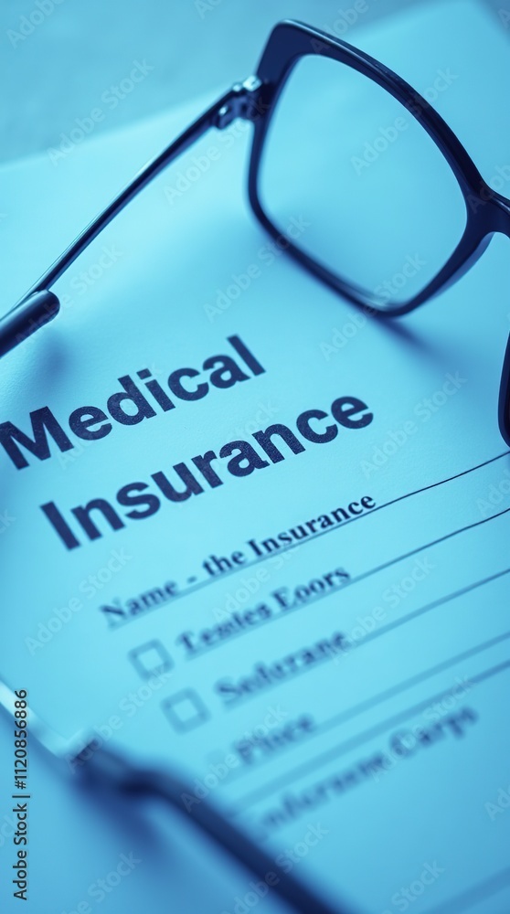 Close-Up of Medical Insurance Form With Glasses on Top Close-Up of Medical Insurance Form With Glasses on Top